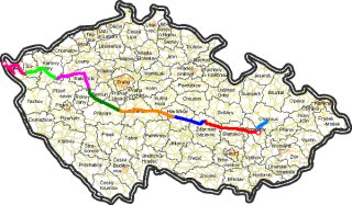 Mapa ČR s vyznačením trasy akce AŠ 2000