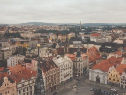 Plzeň - pohled z věže katedrály Sv.Bartoloměje.
